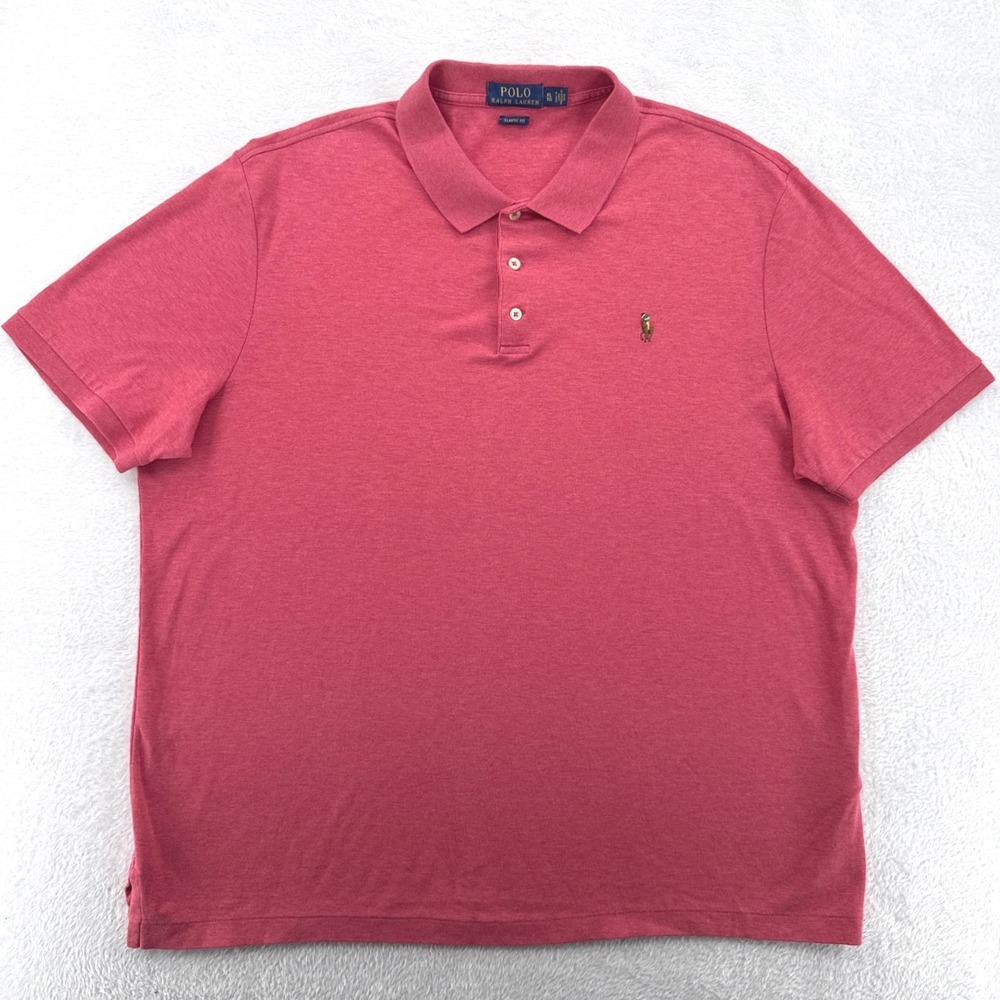 Polo Ralph Lauren Mens Polo Shirt XL Pink Classic Fit Short Sleeve Pony Logo